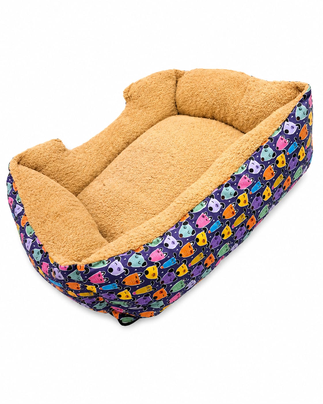 Cama Acolchada para Perros y Gatos con Bordes Elevados Grande 